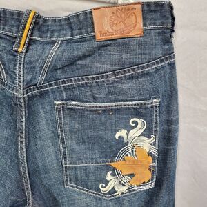 Timberland Jeans Mens 40 Blue Baggy Wide Leg Skater Grunge Y2K Faded Denim